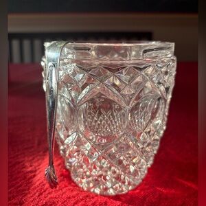 Elegant  Waterford Lismore Crystal Glass
 Ice Bucket with Silver Tongs